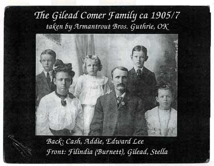 Gilead Comer family ca. 1906 in Guthrie, OK